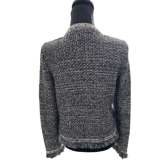 Women's Black and White Tweed Sweater - Picture 5 of 12